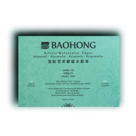 BAOHONG Artists' Watercolor Paper Block (20 Sheets, glued on Four Edges), 100% Cotton, Acid-Free, 140LB/300GSM, Watercolor Art Supplies for Wet, Dry, and Mixed Media Painting (Cold Press 4.9"X7")