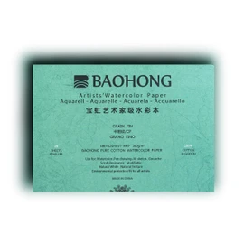 BAOHONG Artists' Watercolor Paper Block (20 Sheets, glued on Four Edges), 100% Cotton, Acid-Free, 140LB/300GSM, Watercolor Art Supplies for Wet, Dry, and Mixed Media Painting (Cold Press 4.9"X7")