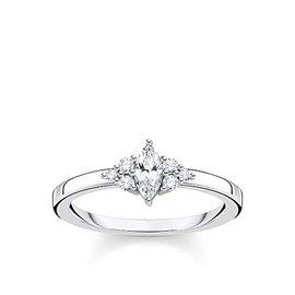 THOMAS SABO Vintage White Stone Ring 925 Sterling Silver TR2325, Silver, Cubic Zirconia
