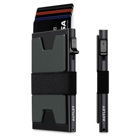 AUTLEY Slim Card Holder, Minimalist Pop Up Wallet for Men, RFID Blocking Mens Wallet with Cash Band (Black)