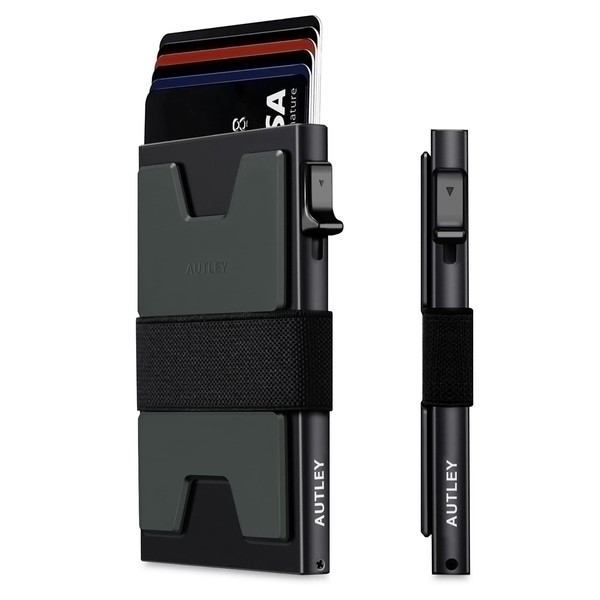 AUTLEY Slim Card Holder, Minimalist Pop Up Wallet for Men,