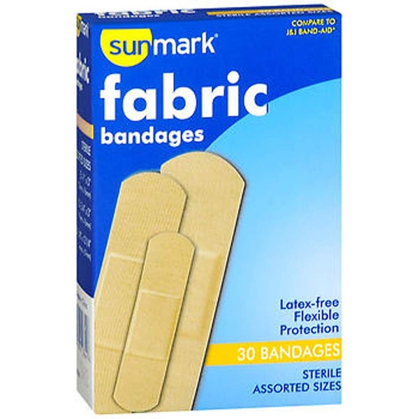 Sunmark Fabric Bandages Assorted Sizes - 30 ct