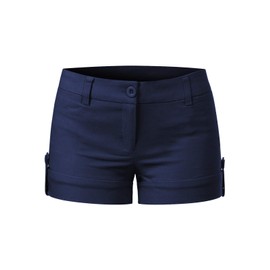 Design by Olivia Pantalón corto moderno para mujer con puños y bolsillos, marino, 1 X