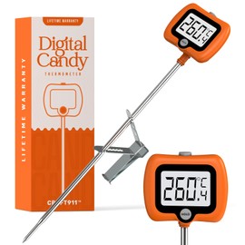Digital Candy Thermometer with Pot Clip, Instant Read Kitchen Thermometer for Cooking, Baking, and Candy Making – 10" Stainless Steel Probe, LCD Display, Essential Baking Tool