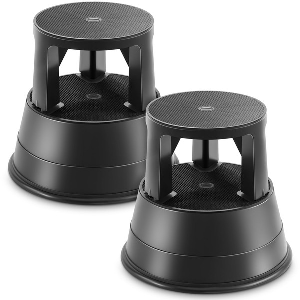 Briwooody 2 Pack Rolling Step Stool with Wheels Non-Slip Platform