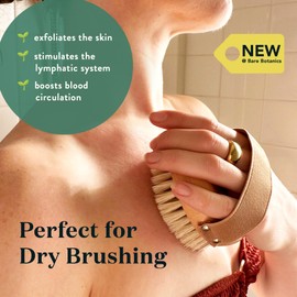 Bare Botanics 17" Exfoliating Back Scrubber for Shower | Medium Firm Dry Brushing Body Brush w/Silicone Grip & Hang Rope | Dry Brush Exfoliator Back Washer Bath Tool for Men & Women Back Brush Shower