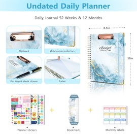 Ospelelf Undated Budget Planner with Expense Tracker and Bill Organizer Large Spiral Bound Monthly Account Planners to Take Control of Your Money 12 Months Blue