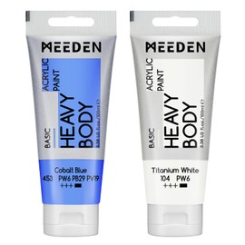 MEEDEN Acrylic Paint Cobalt Blue: 100ml Heavy Body Acrylic Paint Tube Bundled with Additional Titanium White Colour for Art Craft Painting