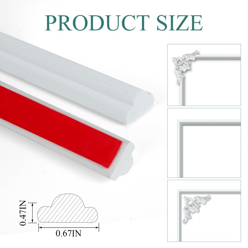 10FT Peel and Stick Chair Rail Panel Molding Trim, Flexible