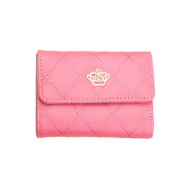 CB Women's Wallet Rhombus Quilted Crown Clutch Synthetic Leather Bifold Card Purse Holder Organizer, S/ French Rose, One Size, Bifold Wallet