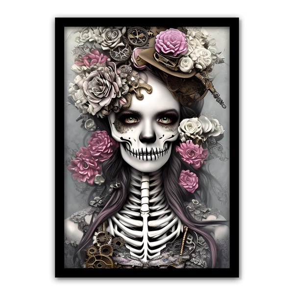 Floral Gothic Dark Wall Art Framed Print Makes a Perfect