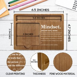 Wooden Desk Note Pen Holder, Inspirational Mindset Office Desk Decor Gifts, Motivational Office Decor with Quotes, Thank You Teachers Day Gifts for Colleague Family Friends-A11