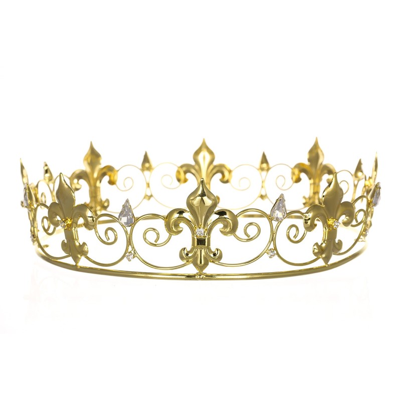 Men's Full King's Crown for Theather Prom Party - Clear
