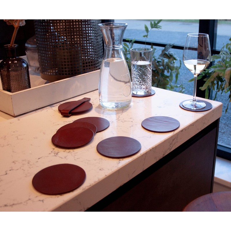 Brute Strength - Full Grain Leather Coasters - Cognac -