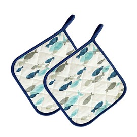 Pot Holder, Heat Resistant Mat, Pot Holder, Set of 2, Pot Holder, Heat Resistant, Anti-Slip, Washable, Stylish, Kitchen Goods (Fish Pattern)