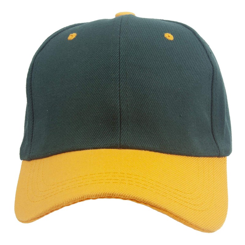 TOP HEADWEAR Adjustable Baseball Structured Cap Hat, Green/Gold