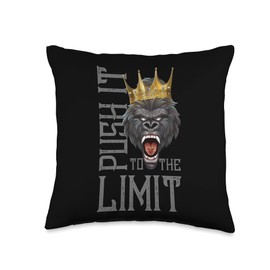 Street Mode Inc Gorilla Push It to The Limit | Beast Motivation Workout Gym Throw Pillow, 16x16, Multicolor