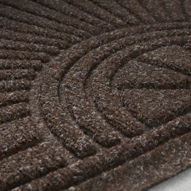 Consolidated Plastics Majestic Half Oval/Moon Entrance Floor Mat with Non-Slip Rubber Backing, Absorbs Water, Heavy Duty Entryway Carpet Rug Commercial Grade (71" x 40", Brown)