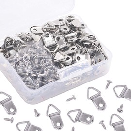 Rustark 110Pcs Small Triangle Ring Picture Hangers Frame Hanging Hangers Single Hole with Screws for Wooden Frame and Cross Stitch