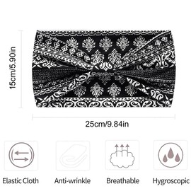 4 Pieces Women's Wide Elastic Soft Summer Boho Headband Print Hair Accessories for Everyday Yoga Sports Fitness