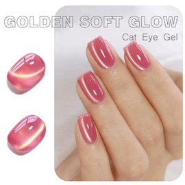 Vishine Gel-Lack, magnetisch, Katzenauge, 16 ml, Cat Eye Gel, Berry Pink, Gold Glitter Gel-Effekt, holografischer Glanz, für Maniküre, Nail Art DIY, #437