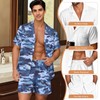 ZIATUBLES Blue Camo Print Pajama Set for Men Pajamas Set