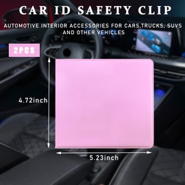Augeny 2 PCS Car Insurance and Registration Holder, 5.2"× 4.7" Essential Leather Auto Glove Box Organizer with Closure, Universal Vehicle Interior Card Storage for Men Women (Pink)