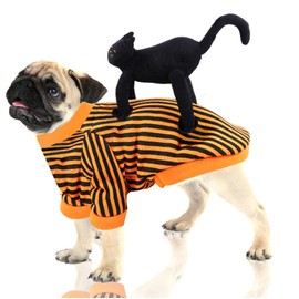 Ranvi Disfraces para Perros Disfraces de Halloween Divertidos para Perros con Gato Negro Ropa Linda para Cachorros para la Fiesta de Navidad de Halloween Perros y Gatos pequeños(L)