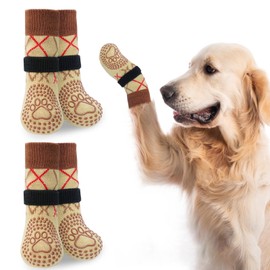 Dog Paw Protectors - Anti Slip, Non Slip Socks for Hardwood Floors, Prevent Licking & Scratching - Size S
