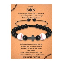 To My Son Baseball Bracelet for Son Stepson Birthday Christmas Gifts for Son in Law Cross Bead Bracelet for Baseball Lovers Encouragement Gifts for Sons Adjustable Bracelet Gift for Son Stepson