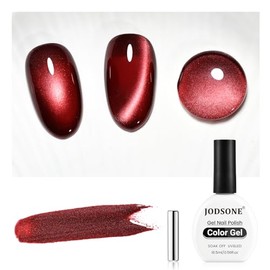 JODSONE 16.5ml Cat Eye Gel Nail Polish Glitter Red Magnetic Reflective Translucent Need U V Curing at Home Salon Design