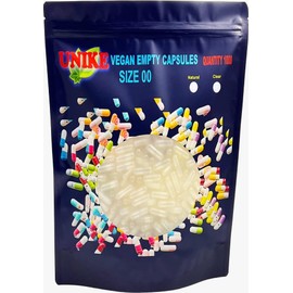 Unike Vegan Empty Capsules Size 00 1000 Quantity Empty Vegan Capsules Vegetarian Empty Pill Capsules Organic for Capsule Filling Machine Vegan Organic Vegetarian