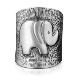 SWBRJ Elephant Engraved Boho Statement Band Ring for Women,Big Retro Vintage S925 Sterling Silver Animal Chunky Ring,Large Thumb Index Finger Boho Jewelry (Ring_A, 6)