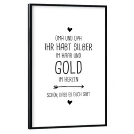 artboxONE Poster with Black Frame 30 x 20 cm Typography Grandma and Grandpa - Picture Grandma Hearts Grandma