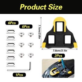 Bicycle Cleats Compatible with SPD SL Cleats, 2 Pairs of SPD Cleats Bicycle Shoe Plates for SM SH-10 SH11 SH12 System Shoes for Indoor Outdoor Road Bike Cleats