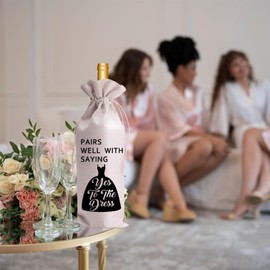 Pairs Well With Saying Yes To The Dress Mr & Mrs Wedding Gift Wine Bag for Her & Him– Engagement Gift for Bride & Groom, Wedding Gift Accessories for Couples