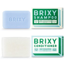 BRIXY Mint Eucalyptus Shampoo and Conditioner Bar Set for Balance & Hydration, All Hair Types, pH Balance & Safe for Color Treated Hair, Sustainable, Vegan, Plastic Free