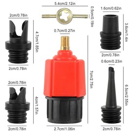 SUP Pump Adapter, Stand Up Paddle Board Air Pump Adapter, SUP Adapter for Compressor, with 4 Gas Nozzles, Sup Valve Adapter, for All Types of Dinghy, Kayaks, Paddle Board, Valve Adapter Accessories