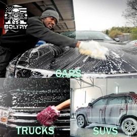 BOLTRY Car Wash Mitt Chenille Microfiber Super Absorbent, Premium Car Washing Gloves for Cleaning Cars, Trucks, Motorcycles (Purple)