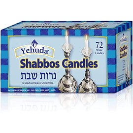 Yehuda 3 Hour White Shabbos Candles (72 Count) Traditional Shabbat Candles, Dinner Table Candles, Household Candles