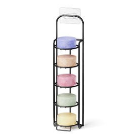 SpaceAid 5 Tier Shampoo Bar Holder for Shower, Self Draining Soap Bar Holders Caddy for Bathroom Wall and Kitchen Sink, Shampoo Bar Dish Rack, Stainless Steel Bar Soap Holder (Black)