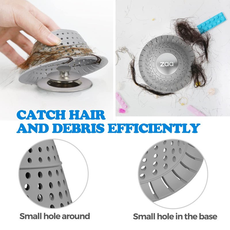 zaa Bathtub Drain Hair Catcher, Premium Silicone Shower Hair Catcher,