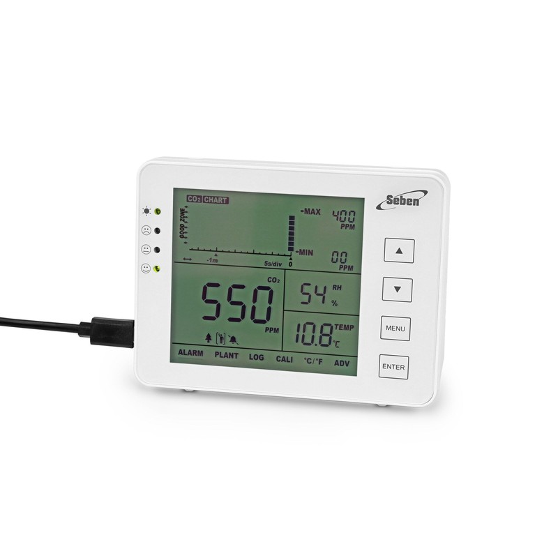 Seben 1200P W CO2 meter and monitor with traffic light,