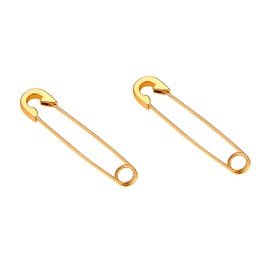 Flongo Women's And Men's Earrings With Hanging Pin Safety Pin Pendant Made Of Stainless Steel, Hoop Earrings, Black Silver Gold Colourful Gothic Punk Women Men, Stainless Steel, Gold