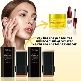 7-color Dual -Ended Foundation Concealer Stick, Dual-ended with Built-in Brush, Moisturizing & Lightweight - Buy 2 Concealer Sticks, Get a $13 Value Gift Set Free: 40pcs turmeric cleansing toweland 1 Peel-off Lipstick:_06#