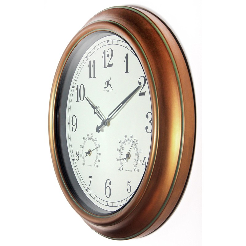 Infinity Instruments Craftsman 18 inch Copper Petina Outdoor Clock Thermometer