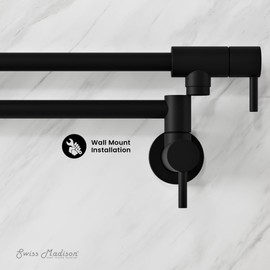 Swiss Madison Ivy Retractable Wall-Mounted Pot Filler in Matte Black