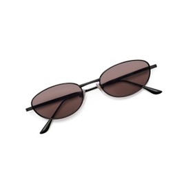 Appassal Retro Oval Sunglasses for Women Trendy Classic Shades Y2k Sunnies AP3747 Black/Brown
