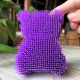Premium Sensory Brush for Kids or Autism,Soft Silicone Body Scrubber,2 in 1 Sensory Room Occupational Therapy Sensory Brushes,Silicone Loofah,Pet Shower Brush Bath Brush Shampoo Brush(bear-purple)