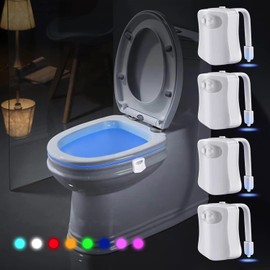 TheaPro 4 Pack Toilet Bowl Light with Motion Sensor Activated, 16 Colors Toilet Night Light,for Bathroom,Washroom, Idea Night Light for Dad Teen Boy Kids Men Women